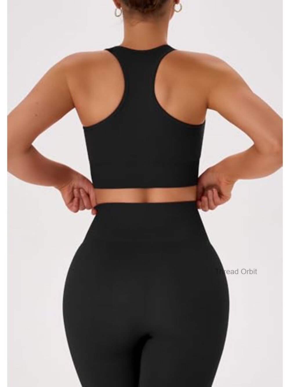 2 Piece Workout Set Racerback Sports Bra High Waist Leggings Seamless - Picture 4 of 6